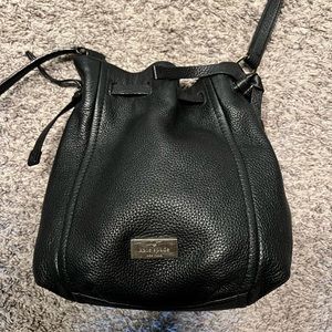 Kate Spade black leather bucket bag
